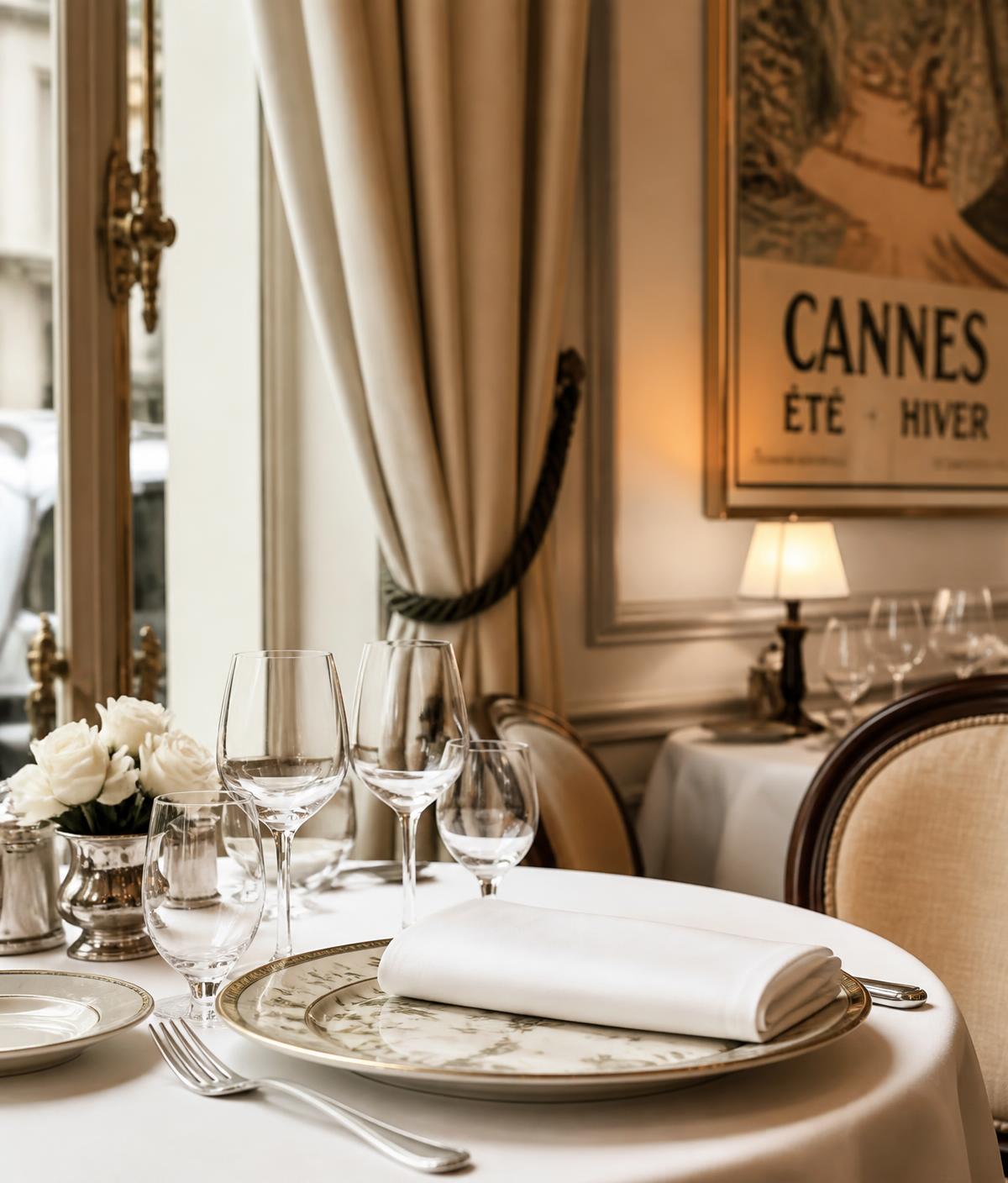 Elegantly set table inside the restaurant