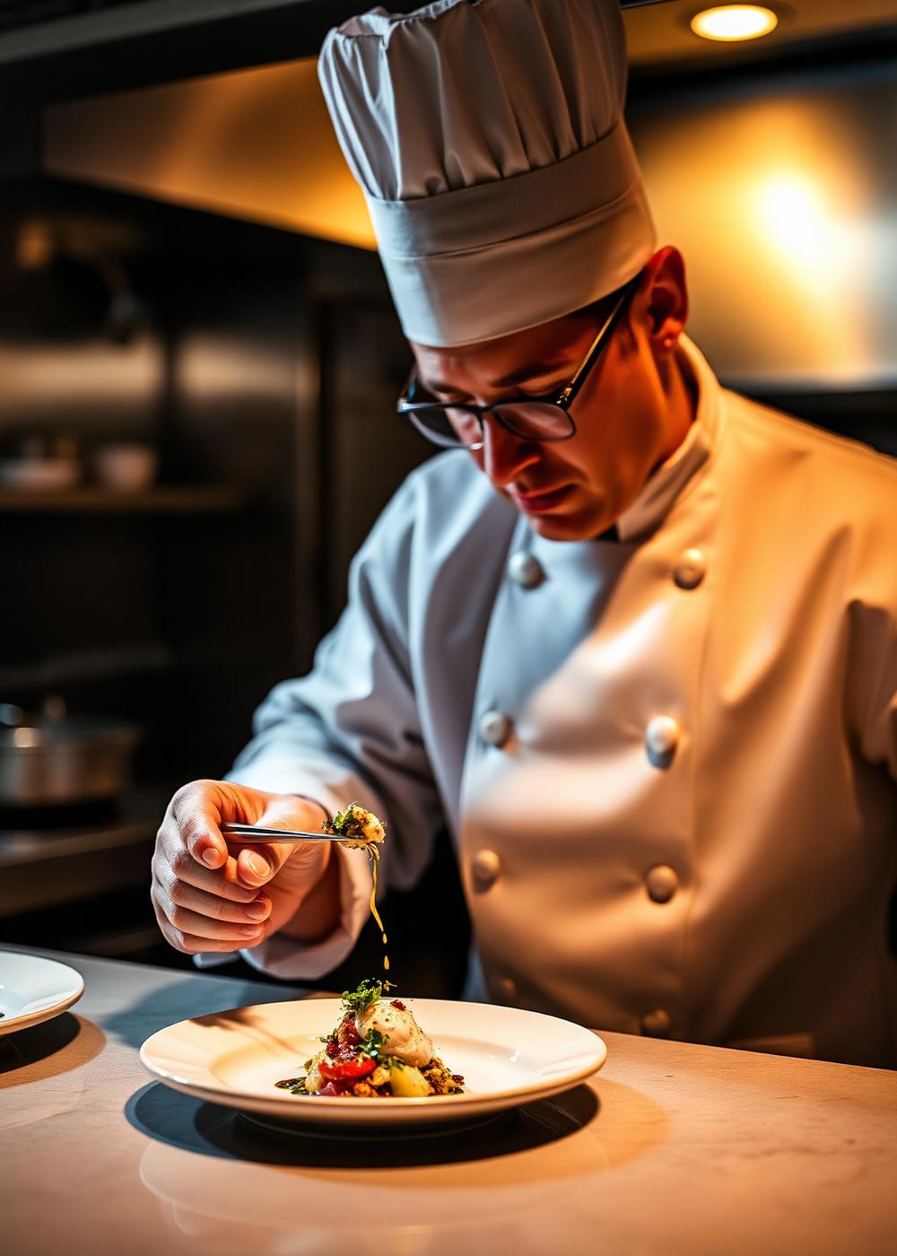 Chef plating a dish