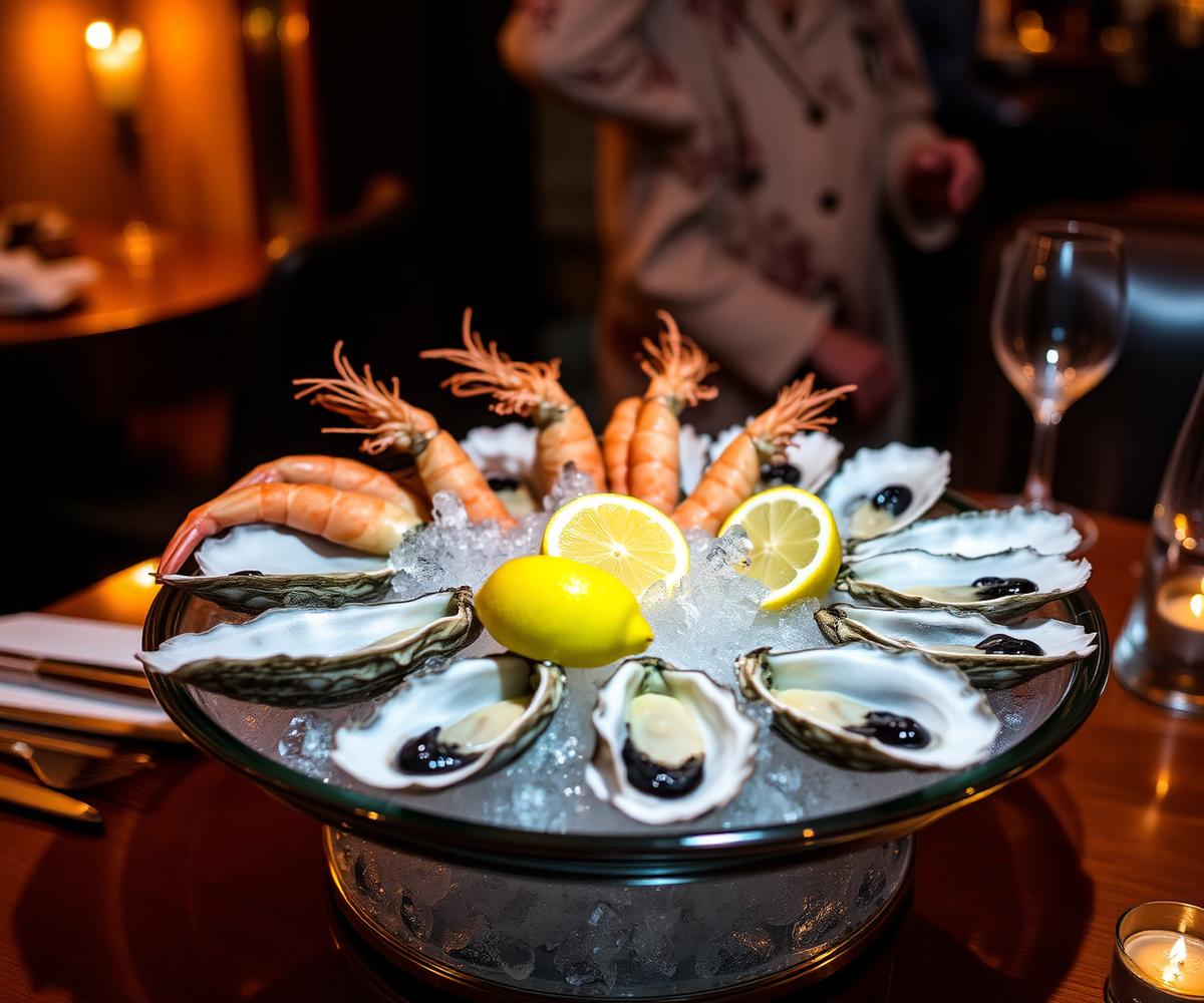 Seafood platter on ice